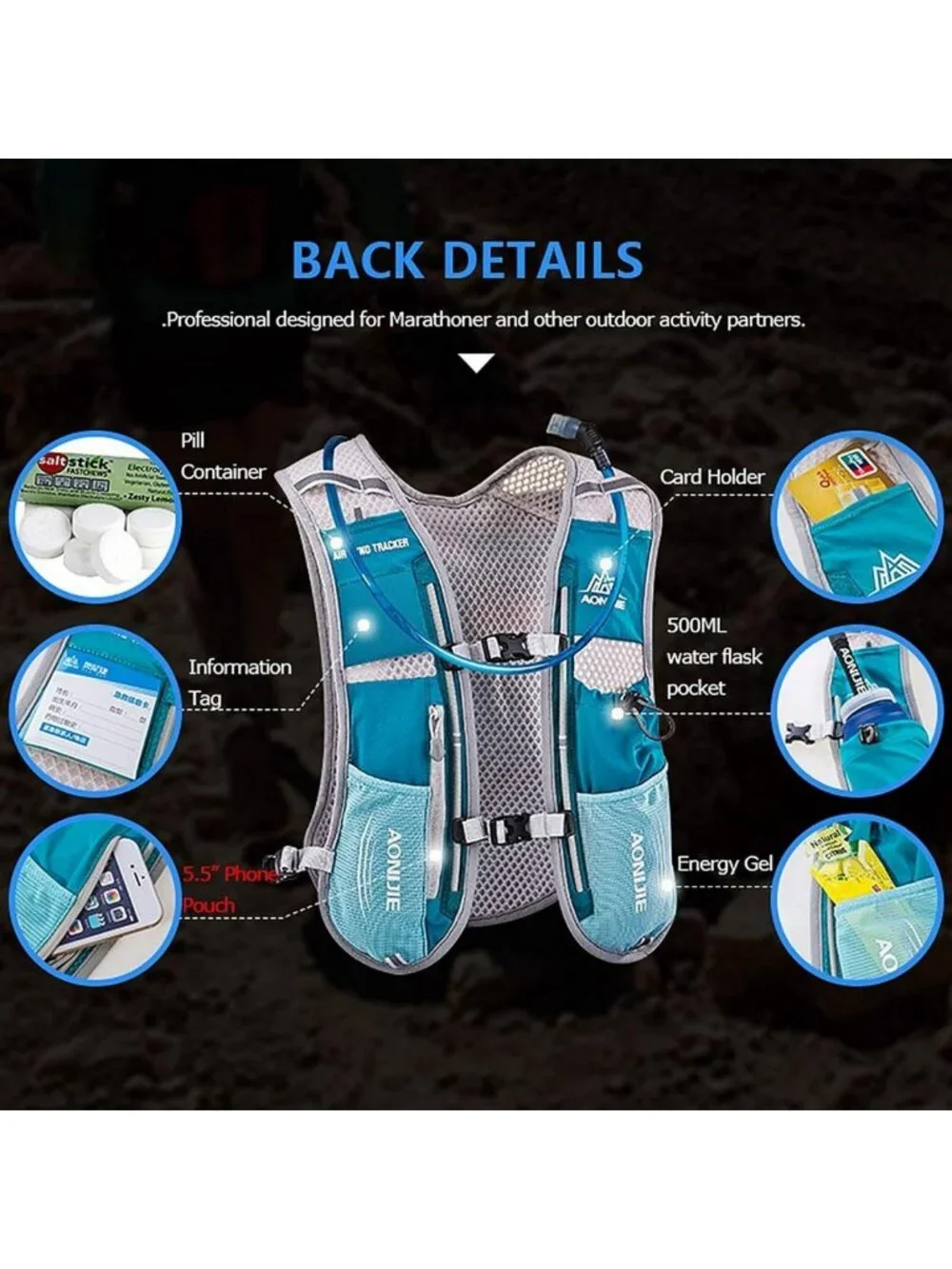 5L Running Hydration Vest Pack for Trail Running, Hiking, Jogging - Unisex